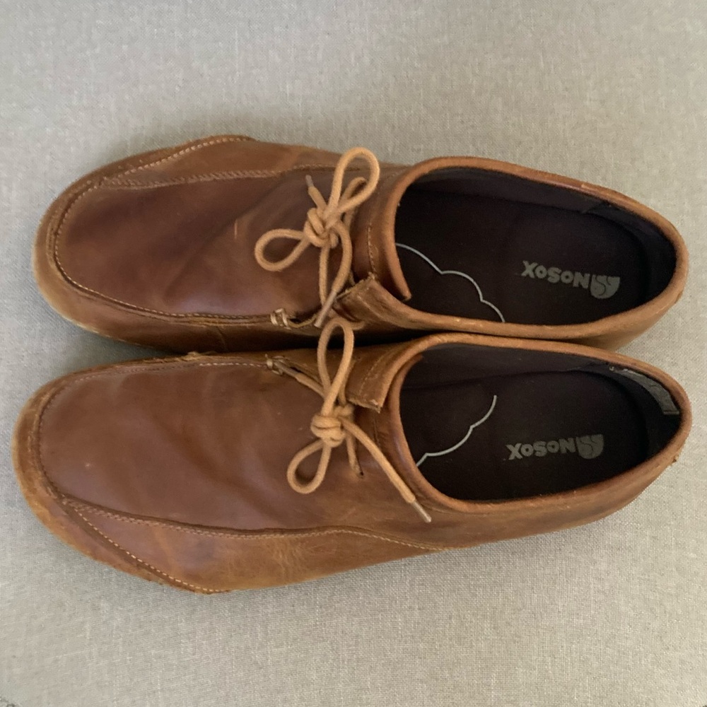 *RARE* Leather NOSOX Loafers Men’s US 10 Comfort Sophisticated Cabin Core Tan - Picture 2 of 6